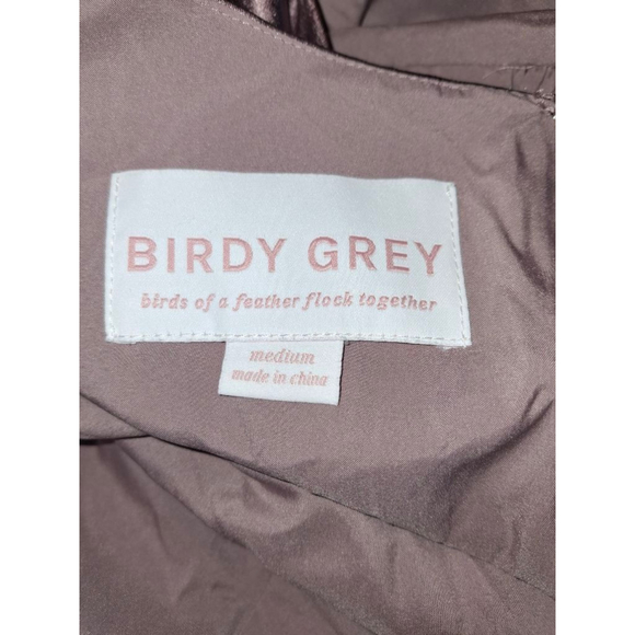 Birdy Grey Jesse Mauve shiny Satin Maxi bridesmaid 70s prom wedding M dress - Picture 5 of 5